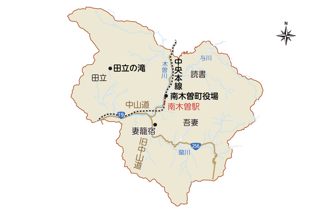 南木曽町地図